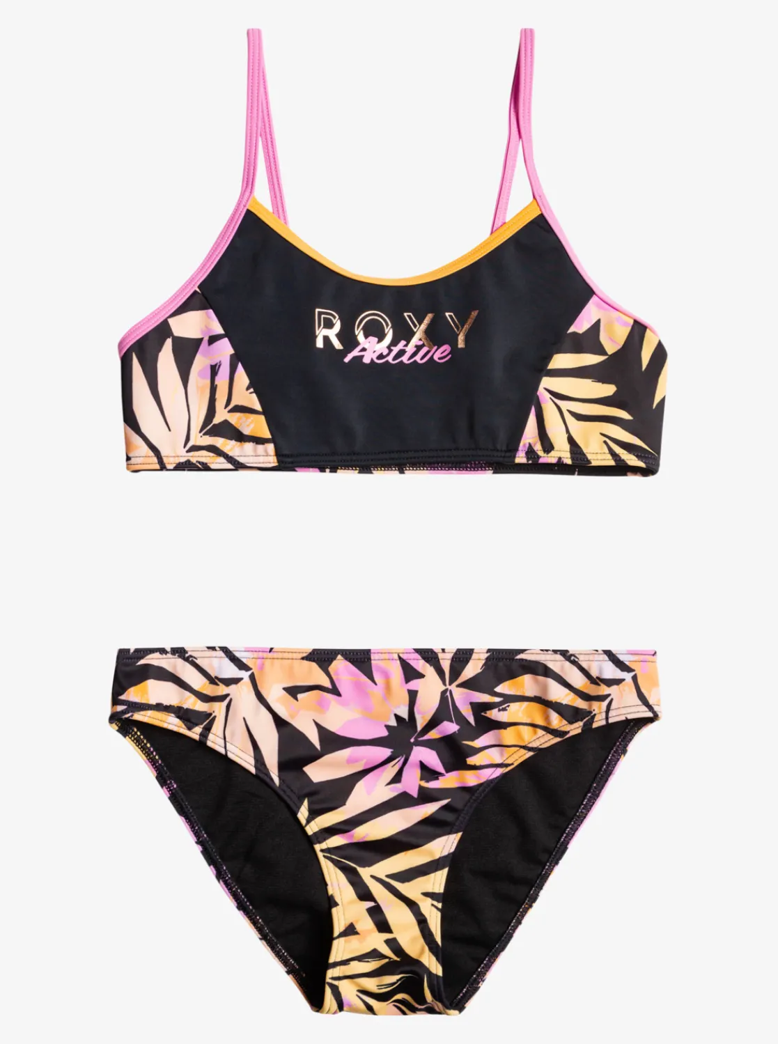 Roxy Swim*Active Joy - Bralette Bikiniset Voor Meisjes 6-16 Anthracite Zebra Jungle Girl