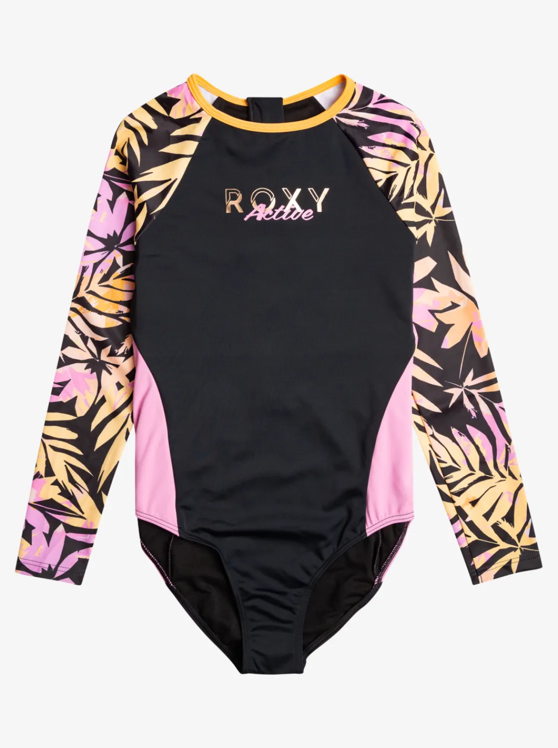 Roxy Surf*Active Joy - Eendelige Rashguard Met Lange Mouw Voor Meisjes 6-16 Anthracite Zebra Jungle Girl