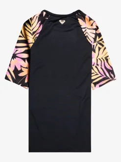 Roxy Surf*Active Joy - Rash Vest Met Driekwartmouw Voor Meisjes 6-16 Anthracite Zebra Jungle Girl