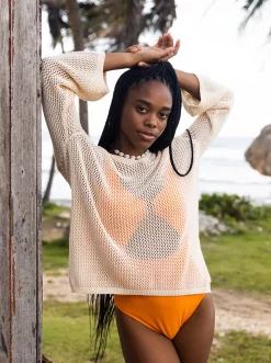 Roxy Truien & Cardigans*After Beach Break - Poncho Met Capuchon Voor Dames Tapioca