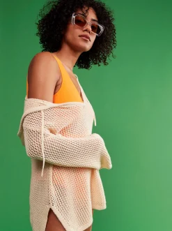 Roxy Truien & Cardigans*After Beach Break - Poncho Met Capuchon Voor Dames Tapioca