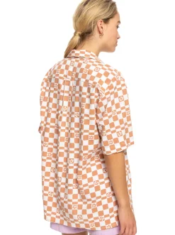 Roxy T-Shirts & Tops*Aloha Sunset Check - Overhemd Met Korte Mouwen Voor Dames Snow White Sol Power