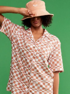 Roxy T-Shirts & Tops*Aloha Sunset Check - Overhemd Met Korte Mouwen Voor Dames Snow White Sol Power