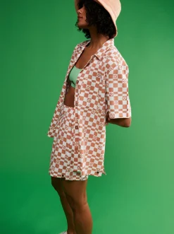 Roxy T-Shirts & Tops*Aloha Sunset Check - Overhemd Met Korte Mouwen Voor Dames Snow White Sol Power