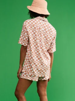 Roxy T-Shirts & Tops*Aloha Sunset Check - Overhemd Met Korte Mouwen Voor Dames Snow White Sol Power