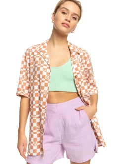 Roxy T-Shirts & Tops*Aloha Sunset Check - Overhemd Met Korte Mouwen Voor Dames Snow White Sol Power