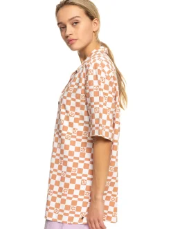 Roxy T-Shirts & Tops*Aloha Sunset Check - Overhemd Met Korte Mouwen Voor Dames Snow White Sol Power