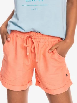 Roxy Shorts*Another Kiss - Linnen Short Voor Dames Fusion Coral