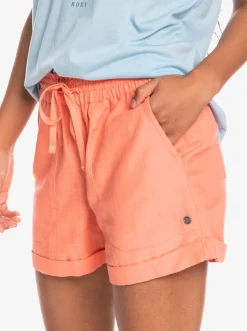 Roxy Shorts*Another Kiss - Linnen Short Voor Dames Fusion Coral