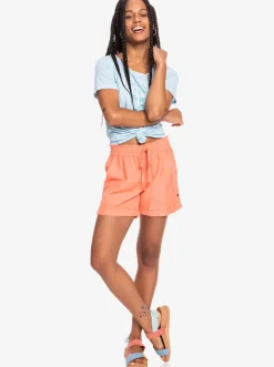 Roxy Shorts*Another Kiss - Linnen Short Voor Dames Fusion Coral