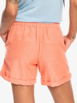 Roxy Shorts*Another Kiss - Linnen Short Voor Dames Fusion Coral