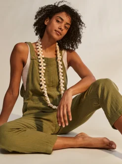 Roxy Jurken*Beachside Love - Enkellange Jumpsuit Met Bandjes Voor Dames Loden Green