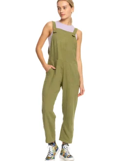 Roxy Jurken*Beachside Love - Enkellange Jumpsuit Met Bandjes Voor Dames Loden Green