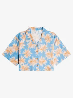 Roxy T-Shirts & Blouses*Beautiful Drama - Korter Boxy Overhemd Voor Meisjes 4-16 Azure Blue Palm Island Rg