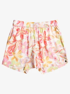 Roxy Rokken & Shorts*Blue Ocean Floor - Elastische Short Voor Meisjes 4-16 Snow White Bayside Blooms