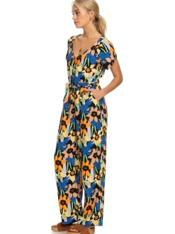 Roxy Jumpsuits & Playsuits*Breeze Of Sea - Enkellange Jumpsuit Voor Dames Anthracite Flower Jammin
