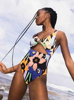 Roxy Monokini'S*Color Jam - Eendelig Badpak Voor Dames Anthracite Flower Jammin