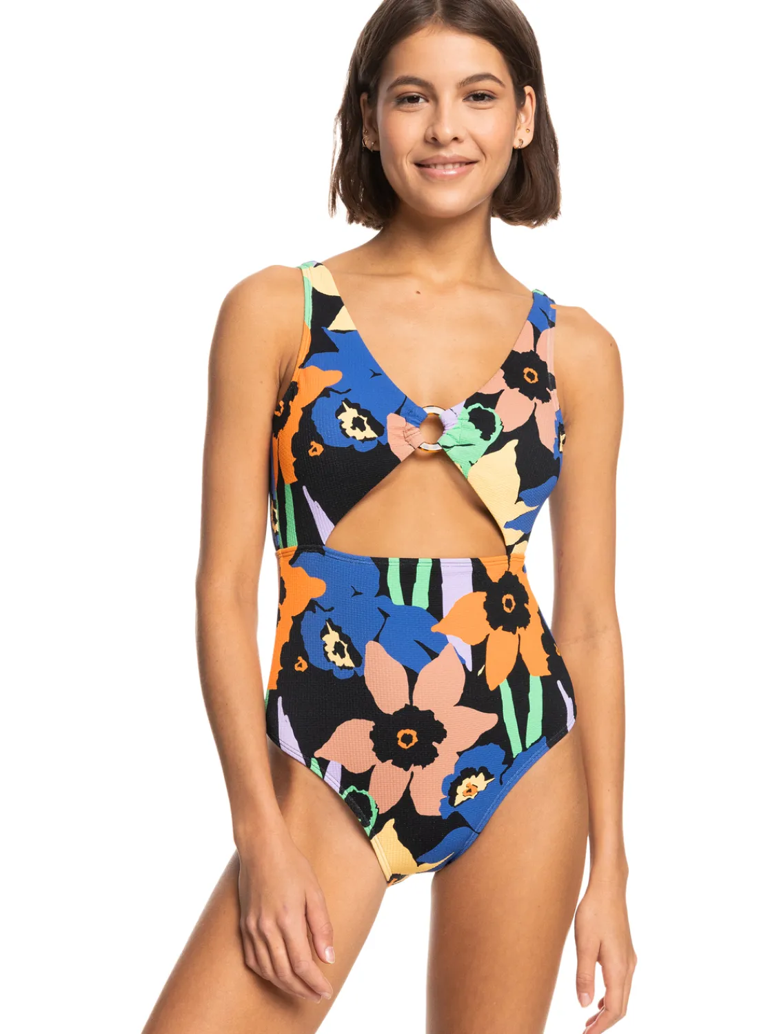 Roxy Monokini'S*Color Jam - Eendelig Badpak Voor Dames Anthracite Flower Jammin