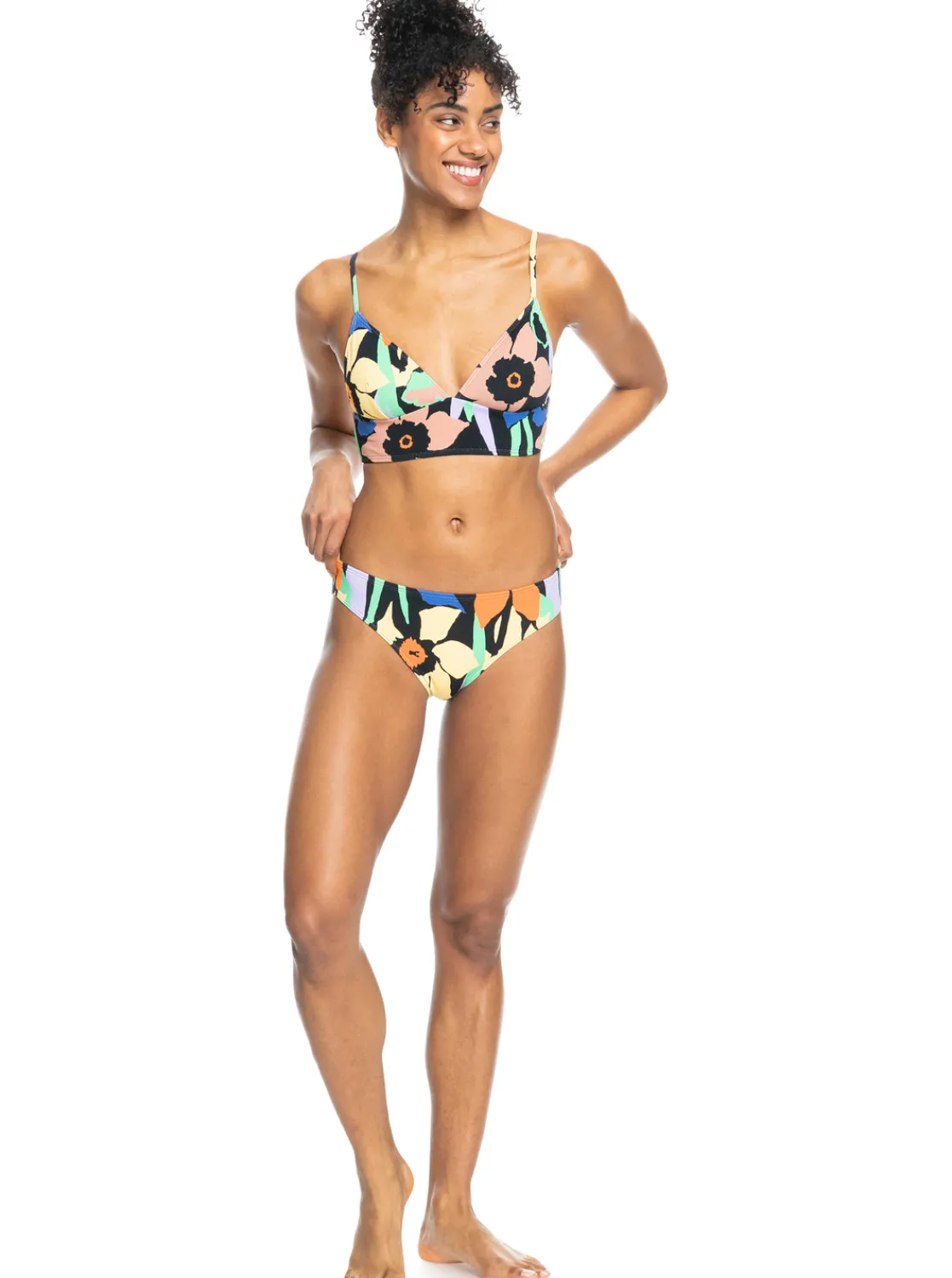 Roxy Bikini Bottoms*Color Jam - Hipster Bikinibroekje Voor Dames Anthracite Flower Jammin