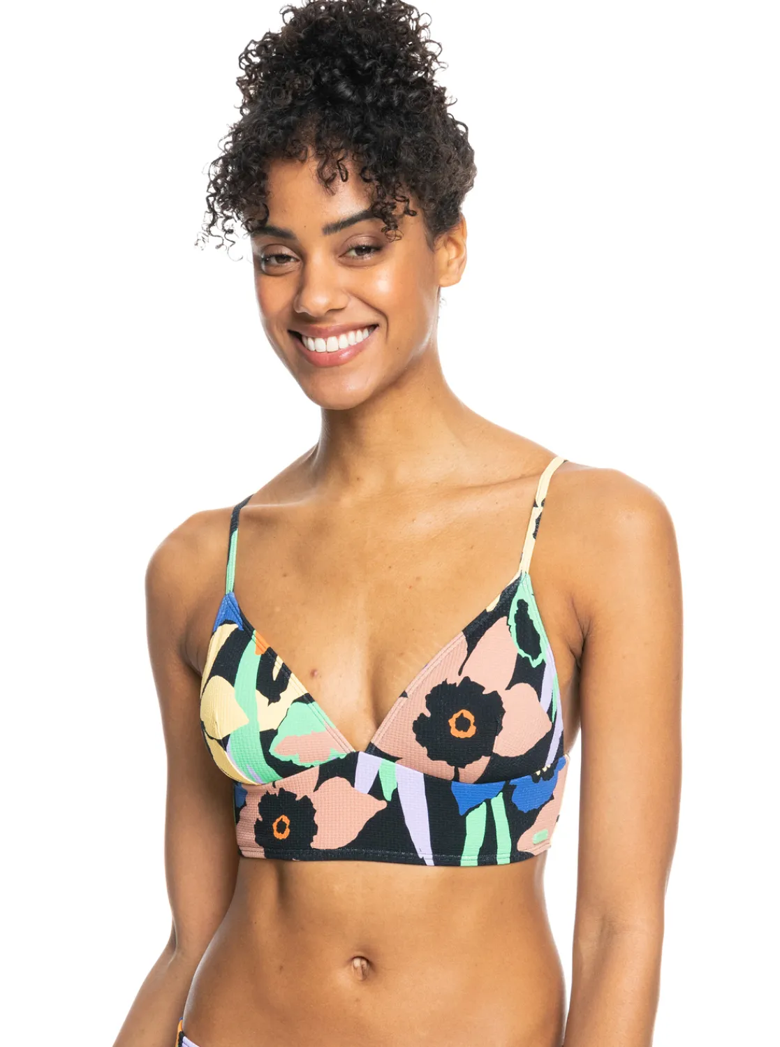 Roxy Bikini Tops*Color Jam - Tank Bikinitop Voor Dames Anthracite Flower Jammin
