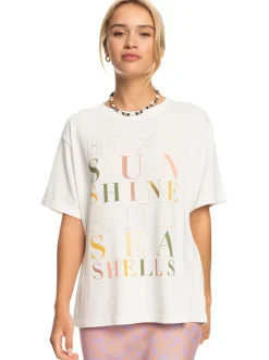 Roxy T-Shirts & Tops*Crystal Vision - Oversized Boyfriend T-Shirt Voor Dames Snow White/Multicolour
