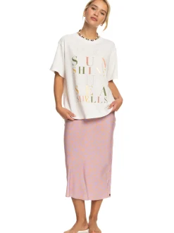 Roxy T-Shirts & Tops*Crystal Vision - Oversized Boyfriend T-Shirt Voor Dames Snow White/Multicolour