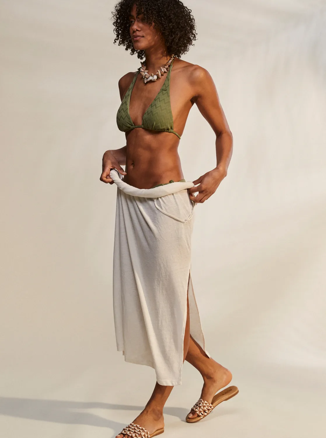 Roxy Bikini Tops*Current Coolness - Langere Triangel-Bikinitop Voor Dames Loden Green
