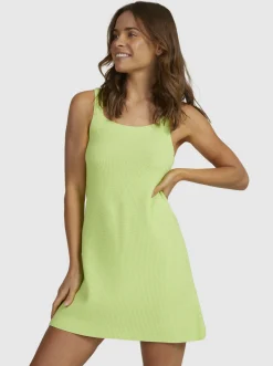 Roxy Jurken*Dance - Ribgebreide Mini-Jurk Voor Dames Y2K Lime