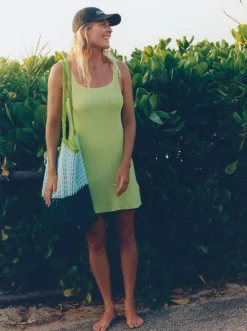 Roxy Jurken*Dance - Ribgebreide Mini-Jurk Voor Dames Y2K Lime