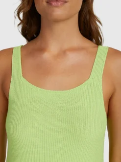 Roxy Jurken*Dance - Ribgebreide Mini-Jurk Voor Dames Y2K Lime