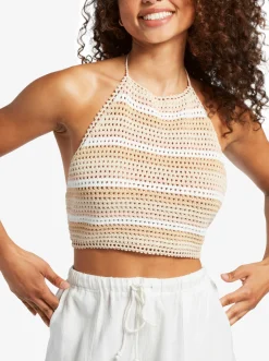 Roxy Truien & Cardigans*Daydreamer - Korte Gebreide Haltertop Voor Dames Tapioca Every Day Stripe