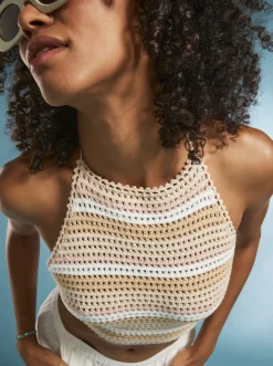 Roxy Truien & Cardigans*Daydreamer - Korte Gebreide Haltertop Voor Dames Tapioca Every Day Stripe