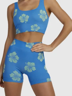 Roxy Shorts*Digi High Active - Wielrennersbroek Voor Dames Digi High Floral Y2K Lime