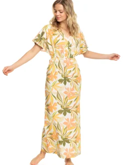 Roxy Jurken*Dynamite Girl Again - Enkellange Jurk Voor Dames Snow White Subtly Salty Multic