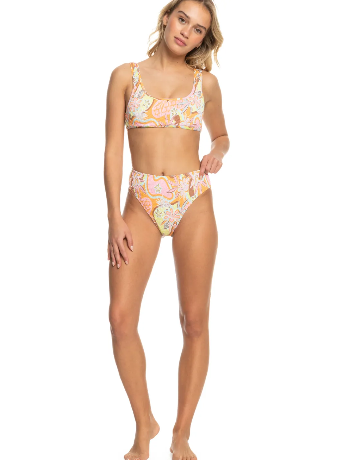 Roxy Bikini Tops*Floraldelic - Bralette Bikini Top For Women Mock Orange Roxy Delic