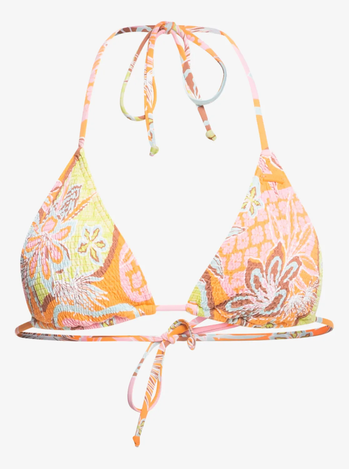 Roxy Bikini Tops*Floraldelic - Tiki Tri Bikini Top For Women Mock Orange Roxy Delic