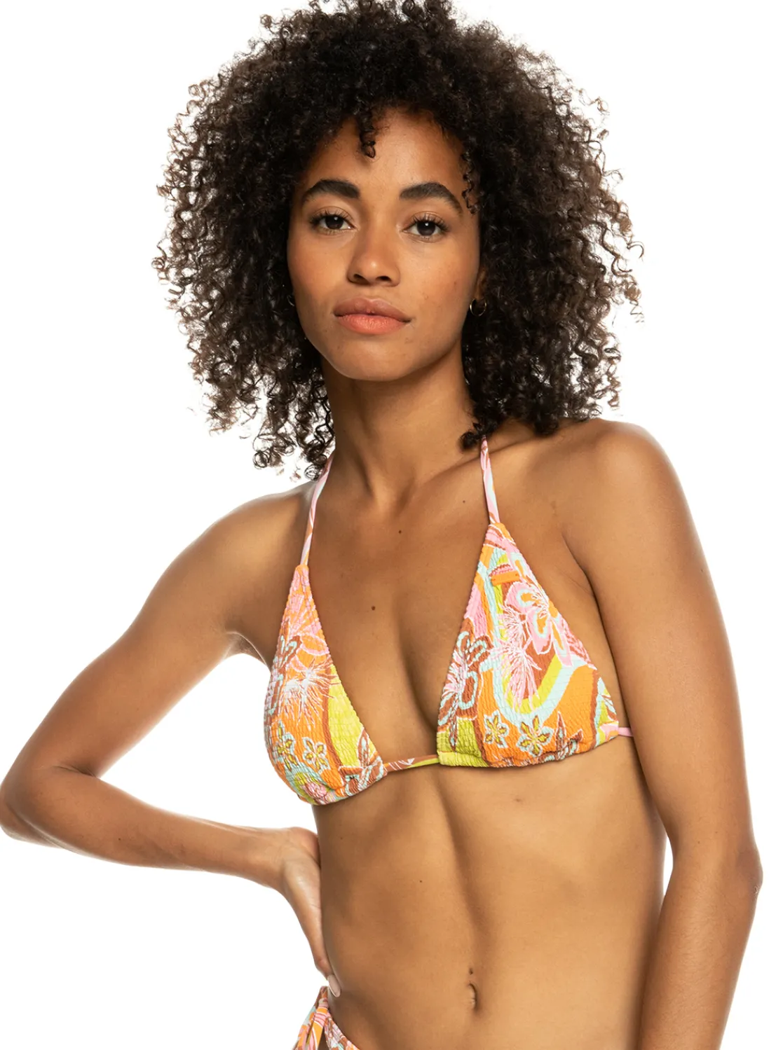 Roxy Bikini Tops*Floraldelic - Tiki Tri Bikini Top For Women Mock Orange Roxy Delic