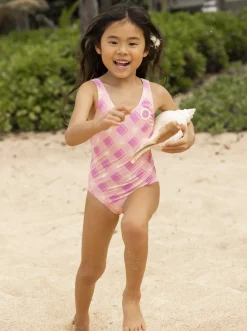 Roxy Swim*Flower Plaid - Eendelig Badpak Voor Meisjes 2-7 Cyclamen Playful Plaid