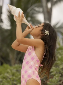 Roxy Swim*Flower Plaid - Eendelig Badpak Voor Meisjes 2-7 Cyclamen Playful Plaid
