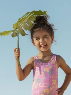 Roxy Swim*Funny Bambino - Eendelig Badpak Voor Meisjes 2-7 Cyclamen Lettrage