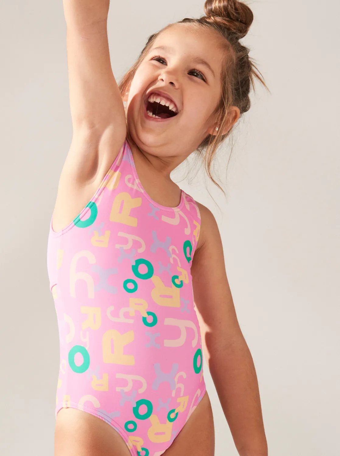 Roxy Swim*Funny Bambino - Eendelig Badpak Voor Meisjes 2-7 Cyclamen Lettrage