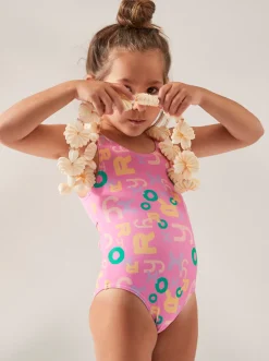 Roxy Swim*Funny Bambino - Eendelig Badpak Voor Meisjes 2-7 Cyclamen Lettrage