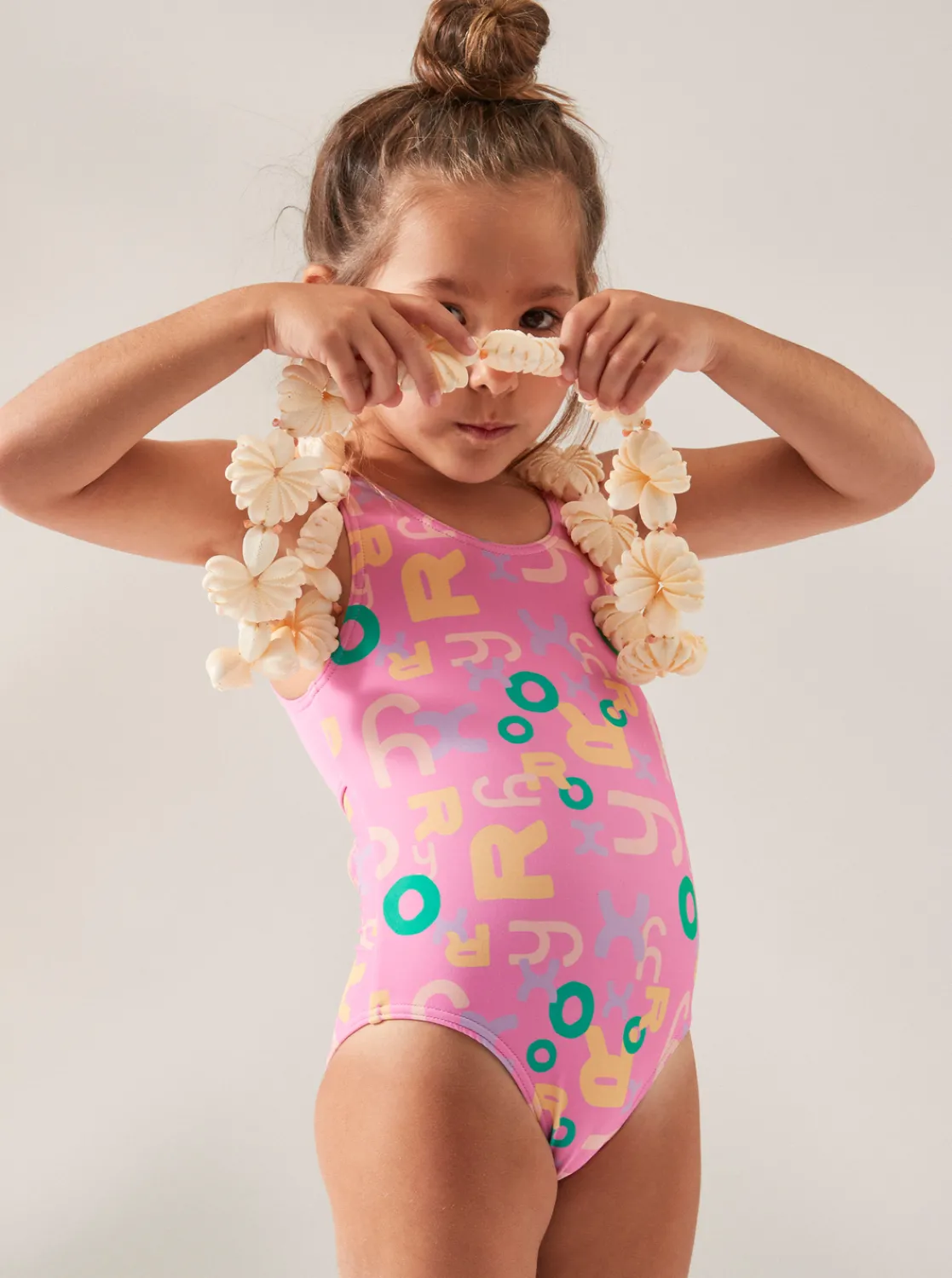Roxy Swim*Funny Bambino - Eendelig Badpak Voor Meisjes 2-7 Cyclamen Lettrage