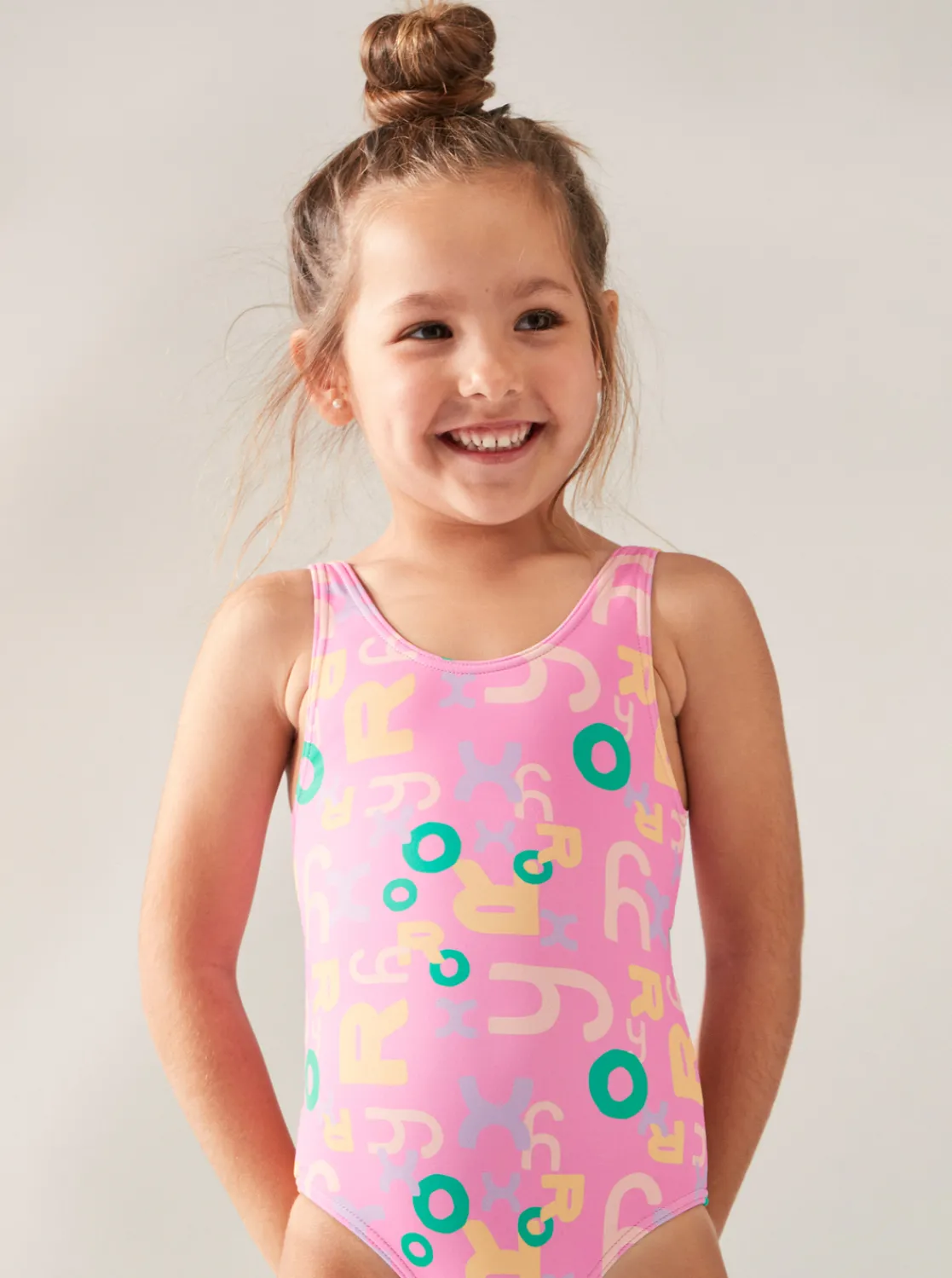 Roxy Swim*Funny Bambino - Eendelig Badpak Voor Meisjes 2-7 Cyclamen Lettrage