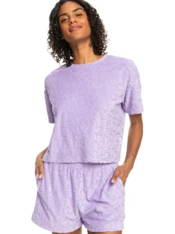 Roxy T-Shirts & Tops*Getaway Time - T-Shirt Van Badstof Voor Dames Purple Rose
