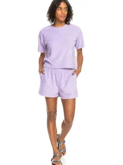 Roxy T-Shirts & Tops*Getaway Time - T-Shirt Van Badstof Voor Dames Purple Rose