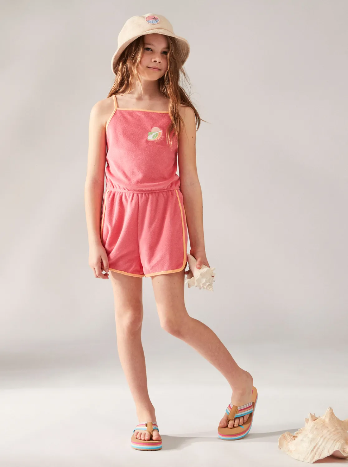 Roxy Jurken*Glitter In The Air - Strappy Playsuit Voor Meisjes 4-16 Sun Kissed Coral
