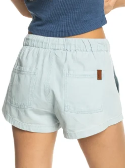 Roxy Shorts*Go To The Beach - Denim Short Voor Dames Bleached Blue