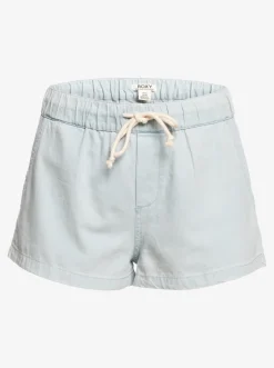 Roxy Shorts*Go To The Beach - Denim Short Voor Dames Bleached Blue