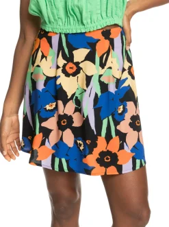 Roxy Rokken*Golden Poppy - Mini Zwierige Rok Voor Dames Anthracite Flower Jammin